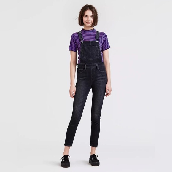 Levi's Skinny Denim Overalls Size 32 Grey Black - Picture 1 of 16
